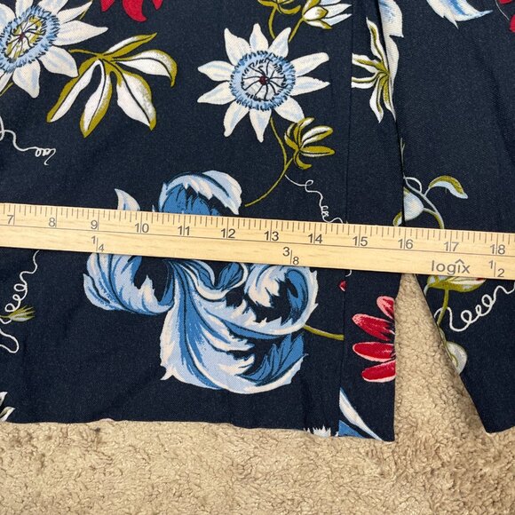 Ann Taylor Jumpsuit Womens 12 Navy Floral Wide Leg Gaucho Cropped Bohemian Flowy - Picture 9 of 12